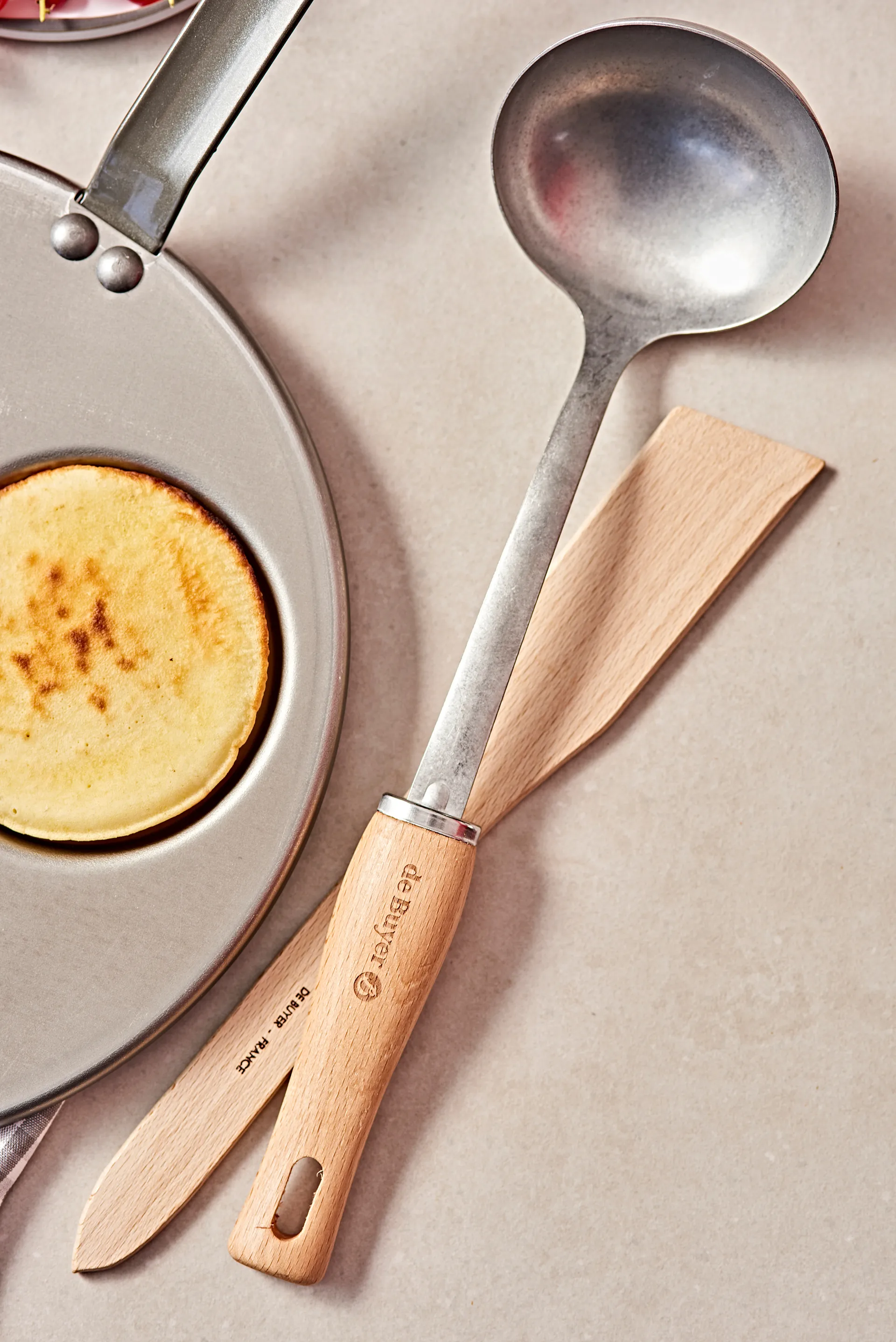 De Buyer B Bois soup ladle with wooden handle, Stainless steel De Buyer