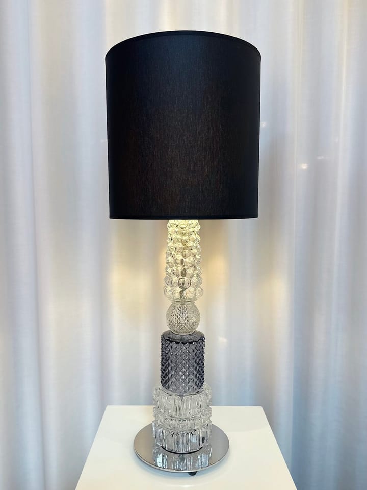Mini Vintage table lamp 70 cm glass/Chintz black - Black - Design By Us