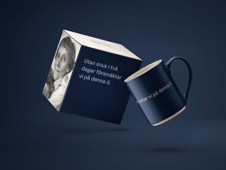 Astrid Lindgren mug Utan snus, Swedish text Design House Stockholm