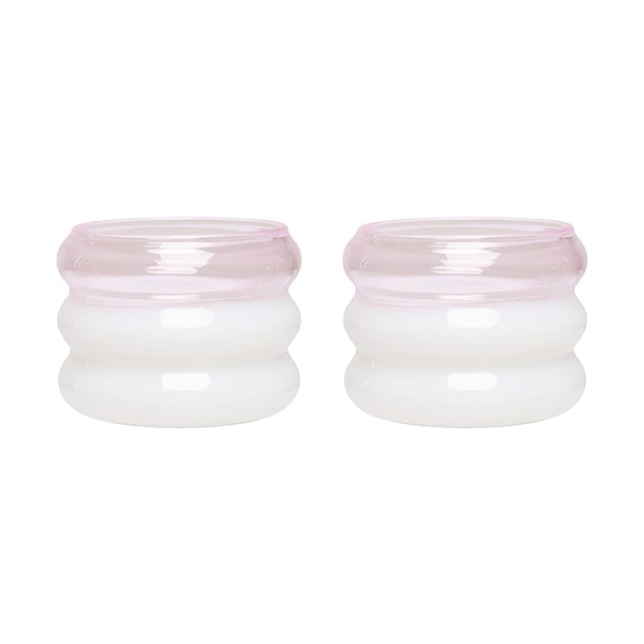 Bubble tealight holder Ø5,6 cm 2 pack - Milky white-pink - Design Letters