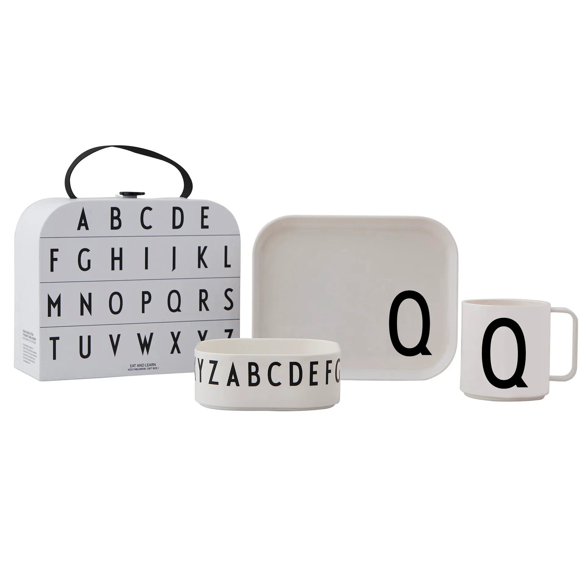 Design Letters children's dinnerware set, Q Design Letters