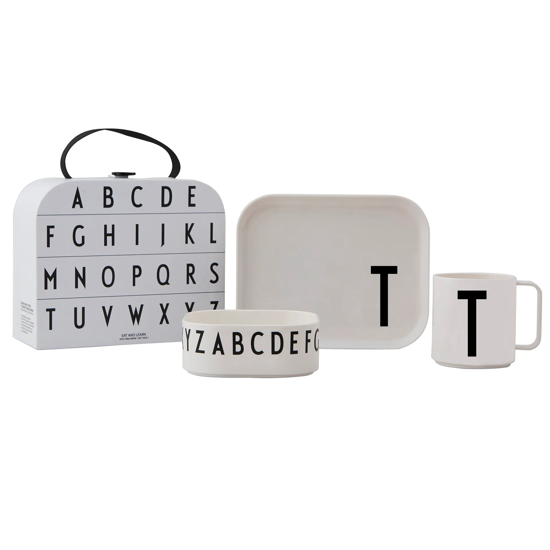 Design Letters children's dinnerware set, T Design Letters