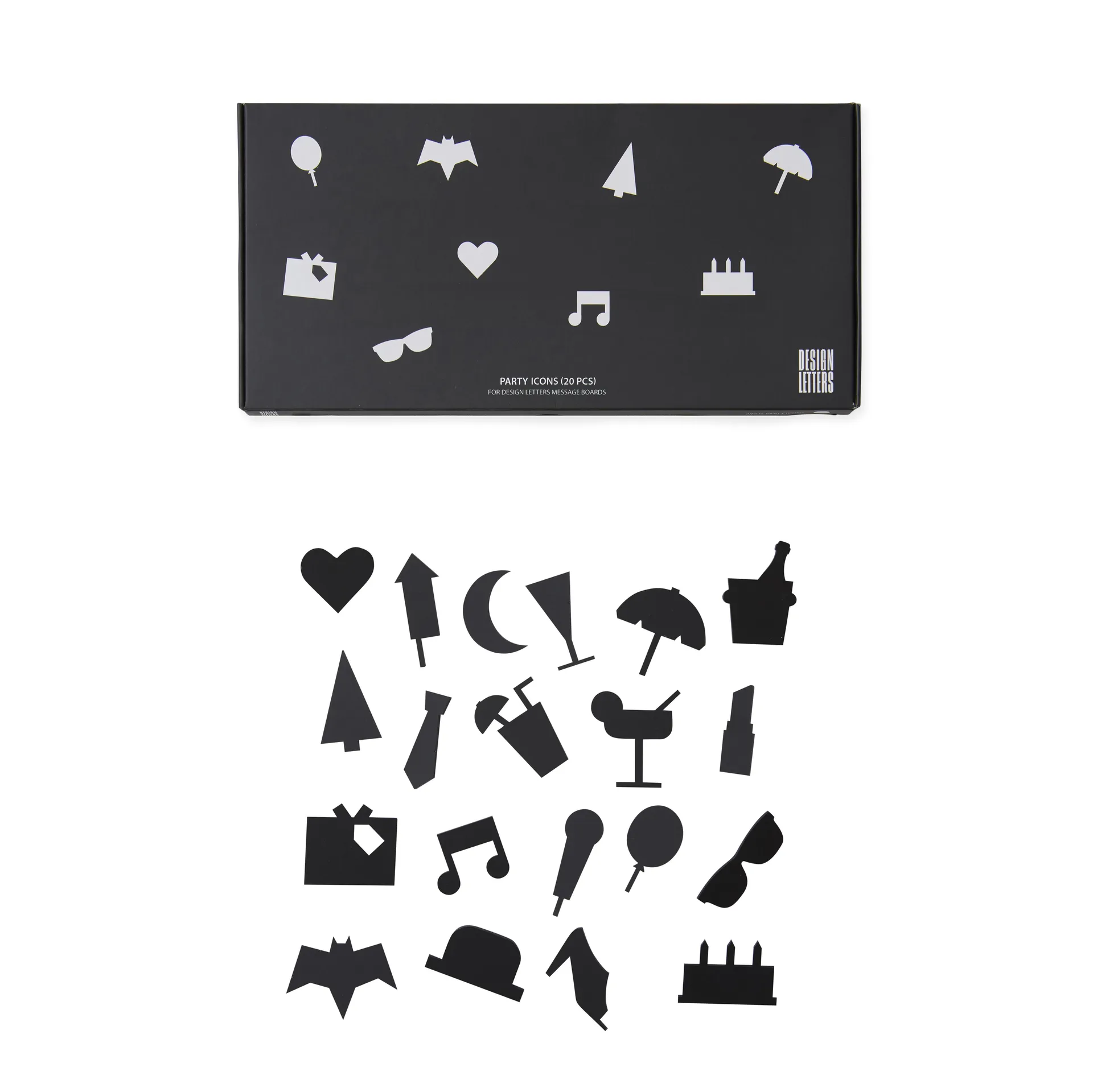 Party icons to letter board 20 pieces, black Design Letters