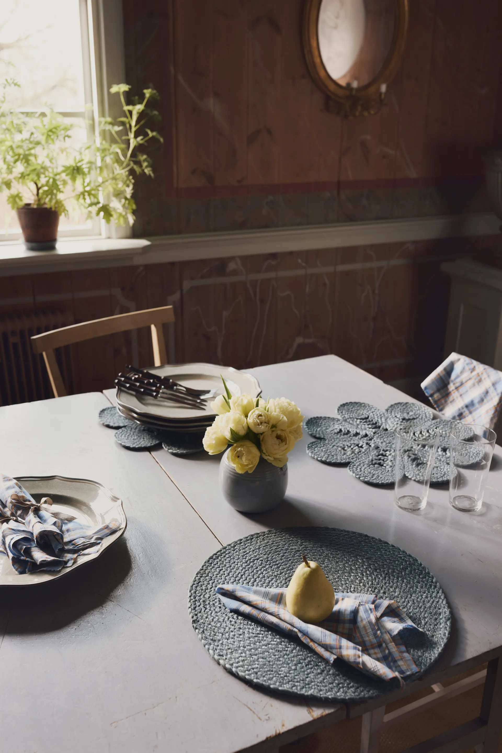 Elin placemat anemone Ø40 cm, Horizon blue Dixie