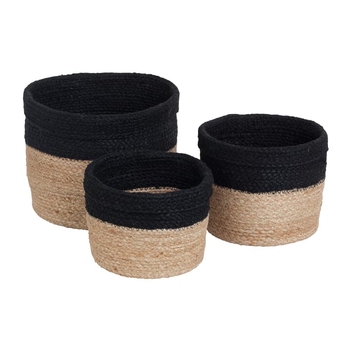 Elin storage basket 3-pack, Natural-black Dixie