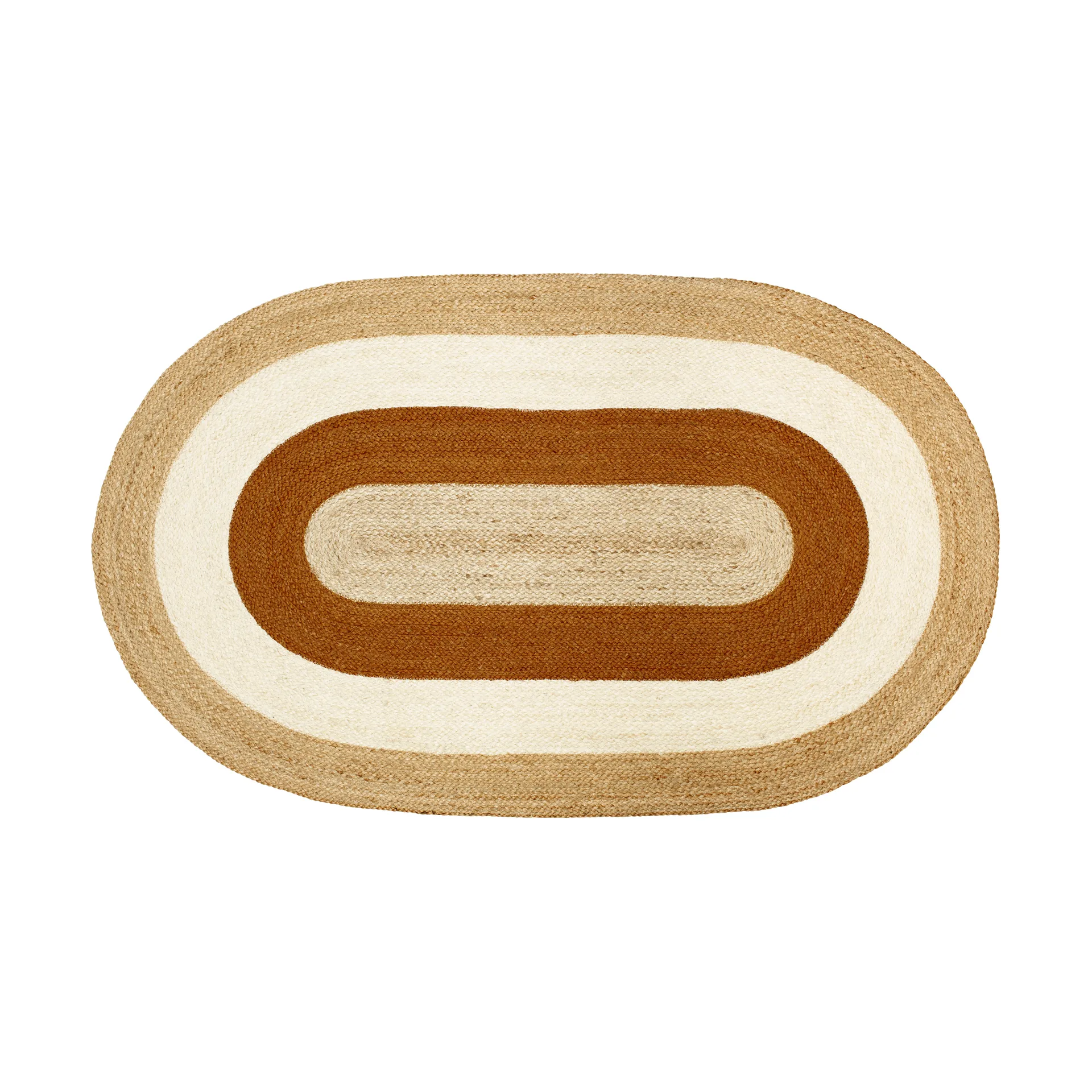 Elin striped oval jute rug 92x150 cm, Brick Dixie