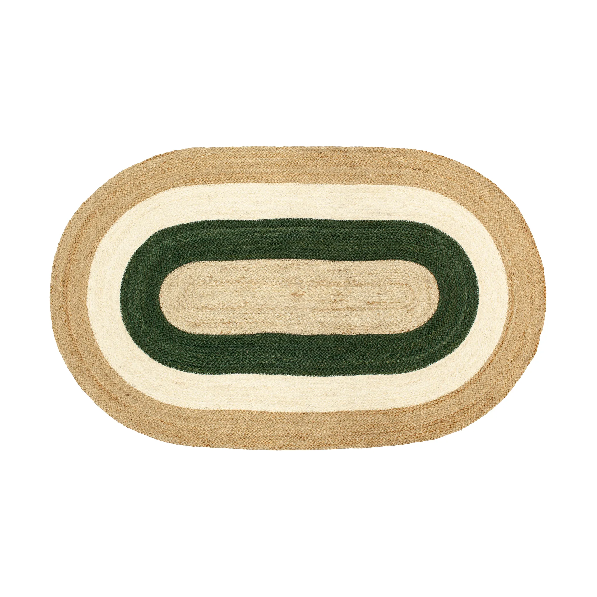 Elin striped oval jute rug 92x150 cm, Green Dixie
