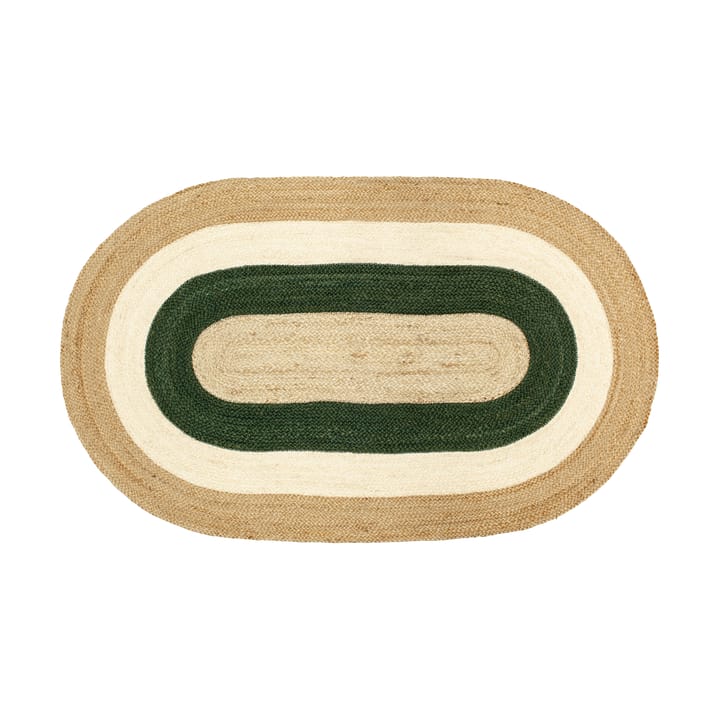 Elin striped oval jute rug 92x150 cm, Green Dixie