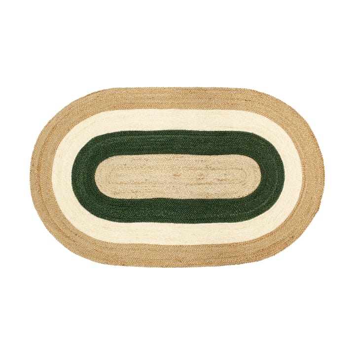 Elin striped oval jute rug 92x150 cm - Green - Dixie