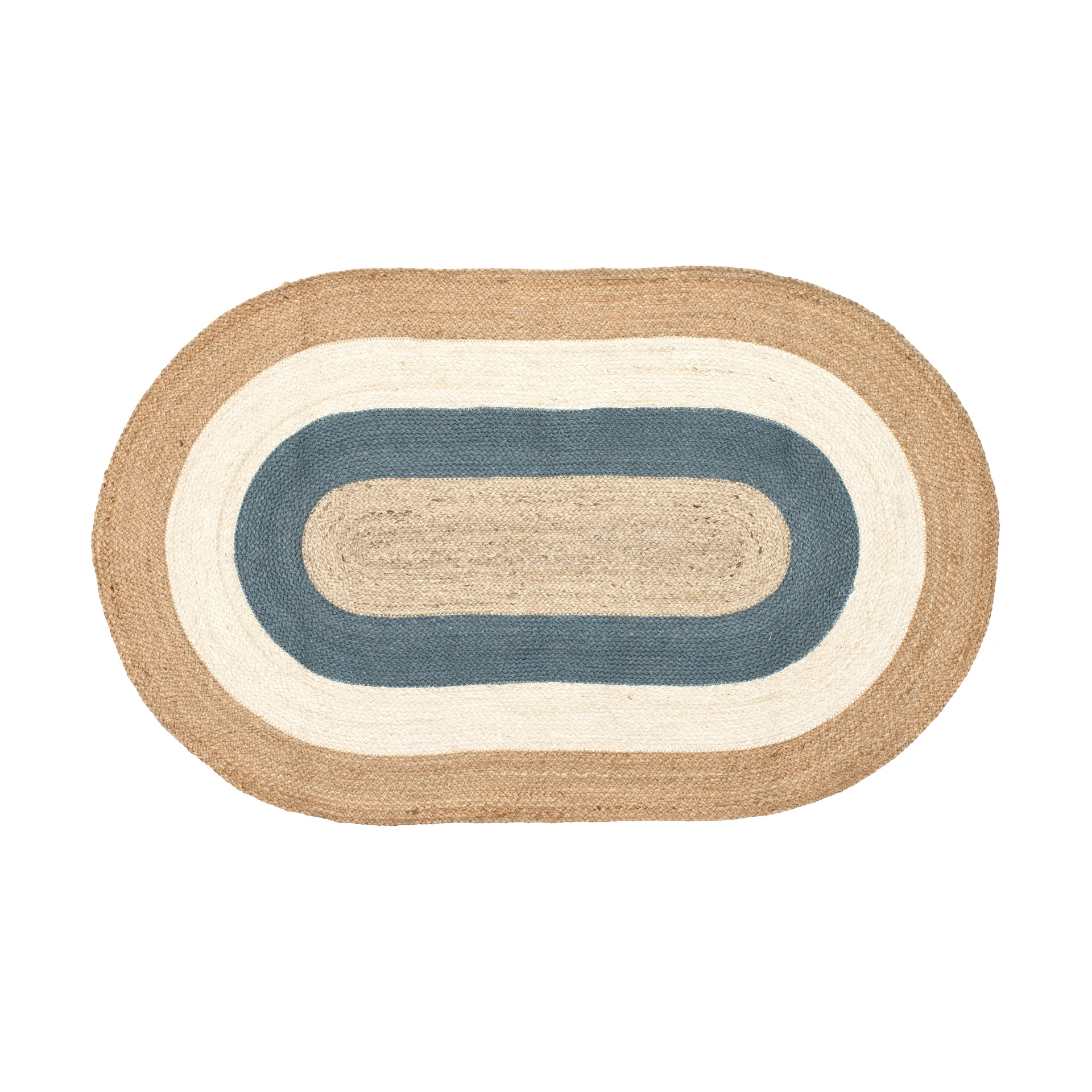 Elin striped oval jute rug 92x150 cm, Horizon blue, oval, 92x150 cm Dixie