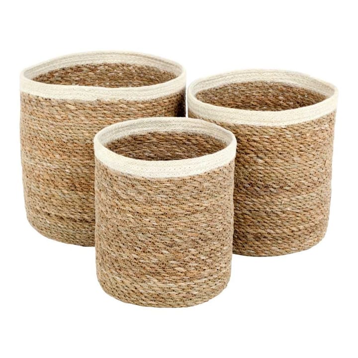 Emil basket seagrass cylinder large 3 pcs - Black - Dixie