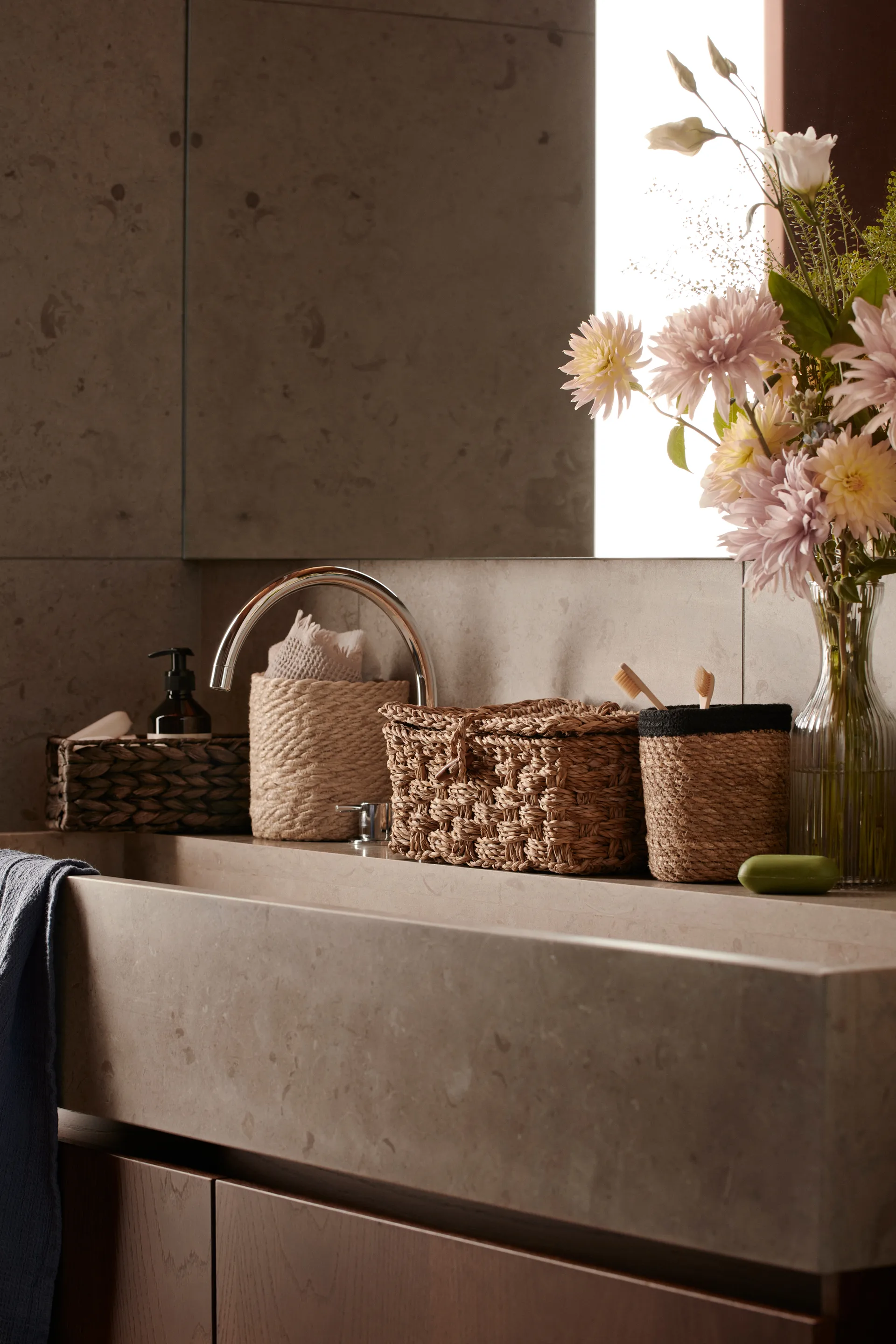 Emil storage basket 3-pack small, nature-black Dixie