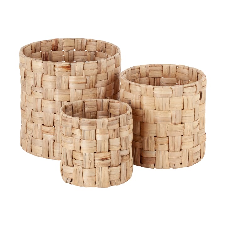 Lily cylinder panama storage baskets 3 pieces, Natural Dixie