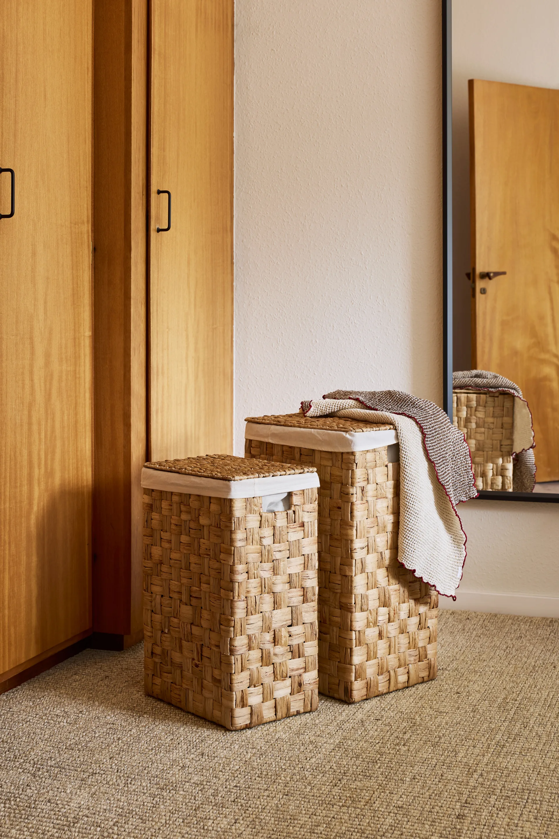 Lily rectangular laundry basket, 2 pieces, Natural Dixie