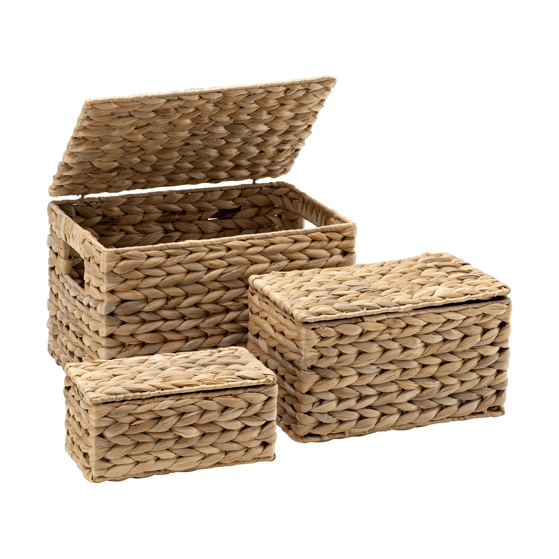 Lily storage with lid, 3 pieces, Water hyercinth Dixie