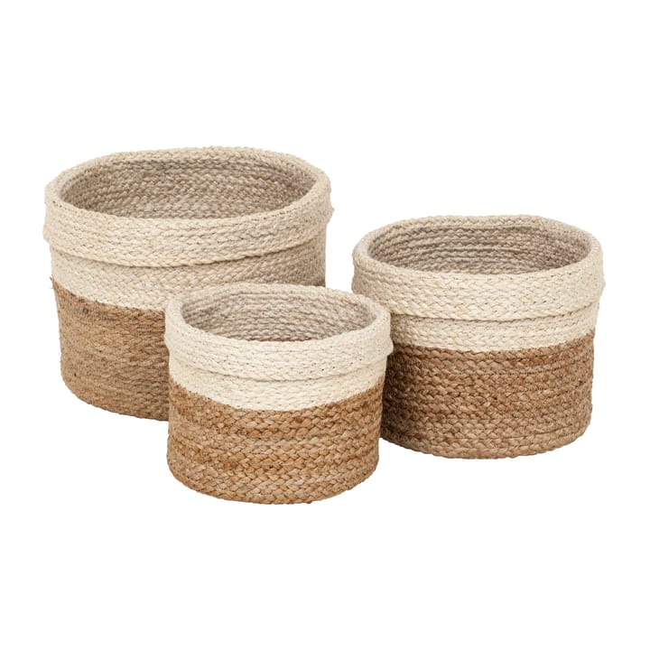 Plaited storage box 3-pack - Nature-white - Dixie