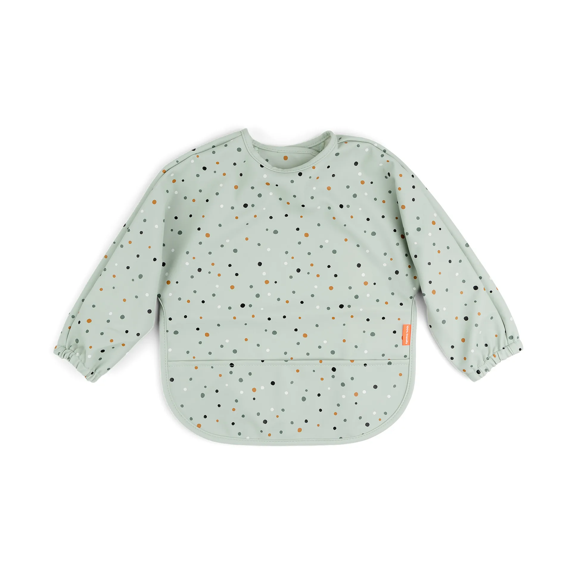 Happy Dots bib with sleeves, Green Done by deer