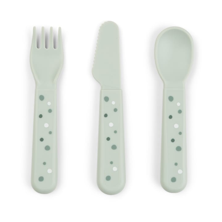 Happy Dots foodie cutlery set 3 pieces - Green - Done by deer