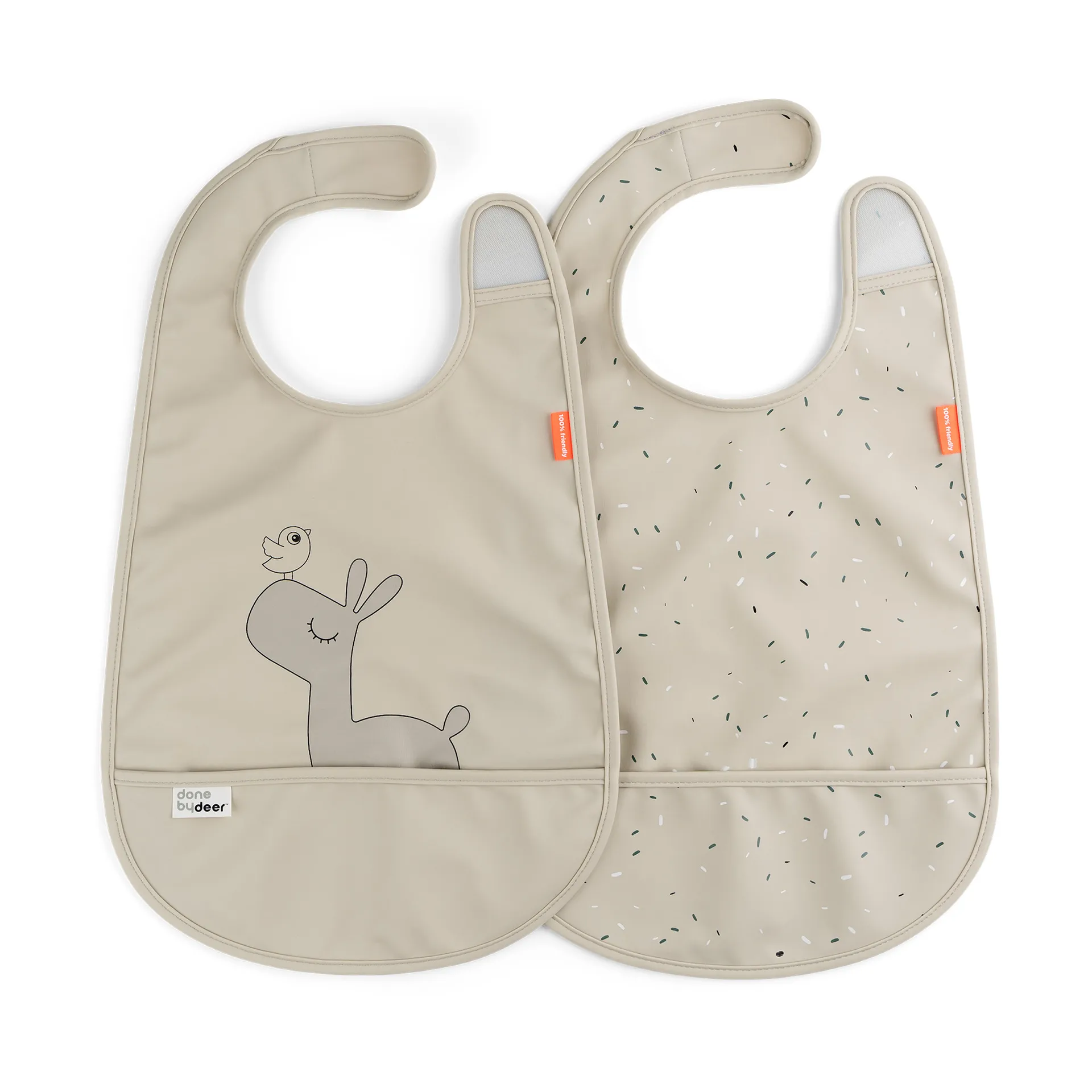 Lalee bib with velcro 2-pack, Sand Done by deer
