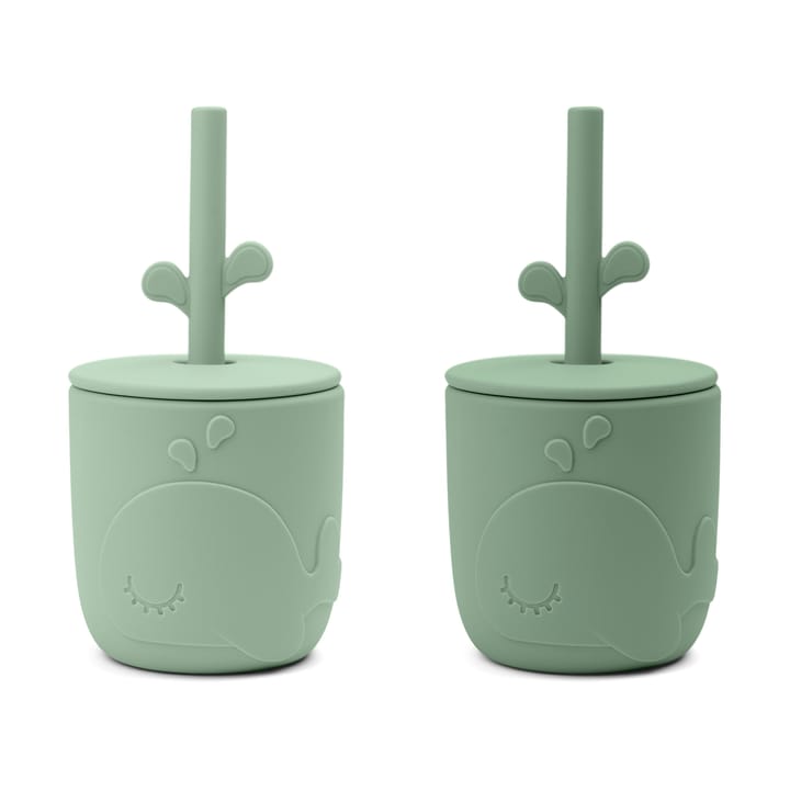 Wally mug with peekaboo straw 2-pack. - Green - Done by deer