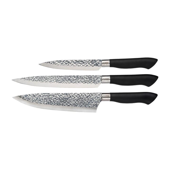 Akira knife set in stainless steel 3 knives, Black Dorre