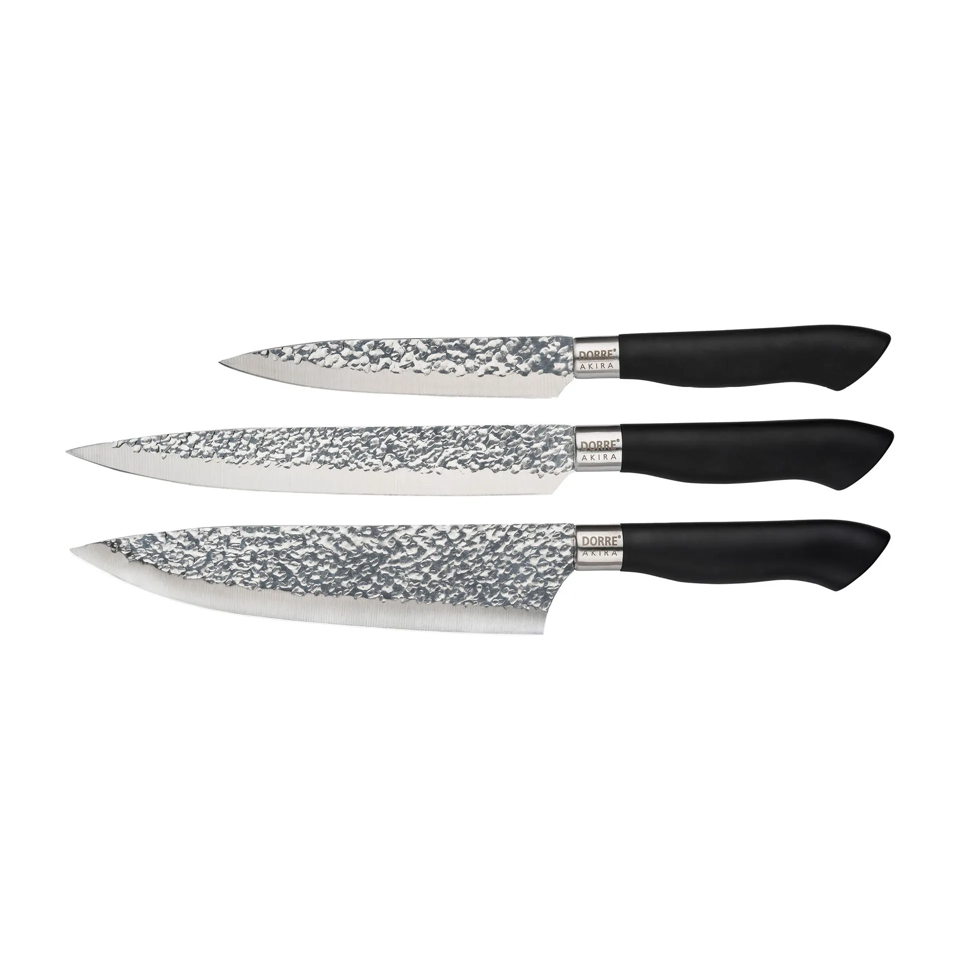 Akira stainless steel knife set, 3 knives, Black Dorre