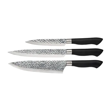 Akira stainless steel knife set, 3 knives - Black - Dorre
