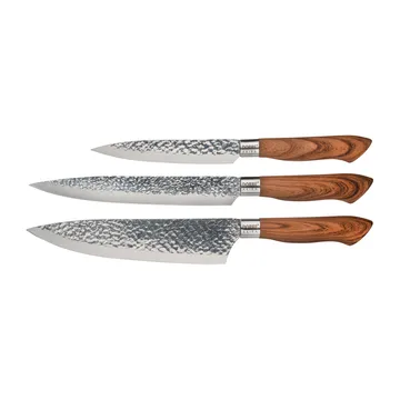Akira stainless steel knife set, 3 knives - Brown - Dorre