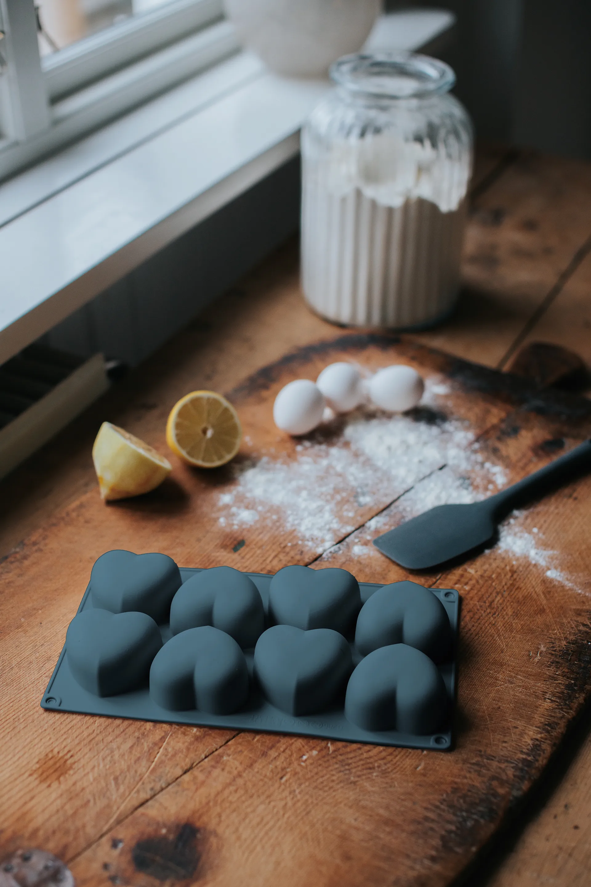 Beck baking tin, Grey, heart, silicone, 8 pcs Dorre