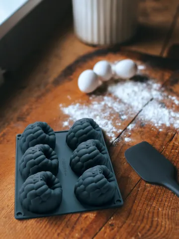 Beck baking tin - Grey, raspberry, silicone, 6 pcs - Dorre