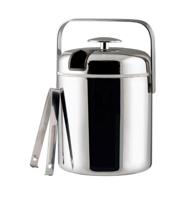 Chrome ice bucket "thermo" with lid and ice tongs - 1.3 L - Dorre