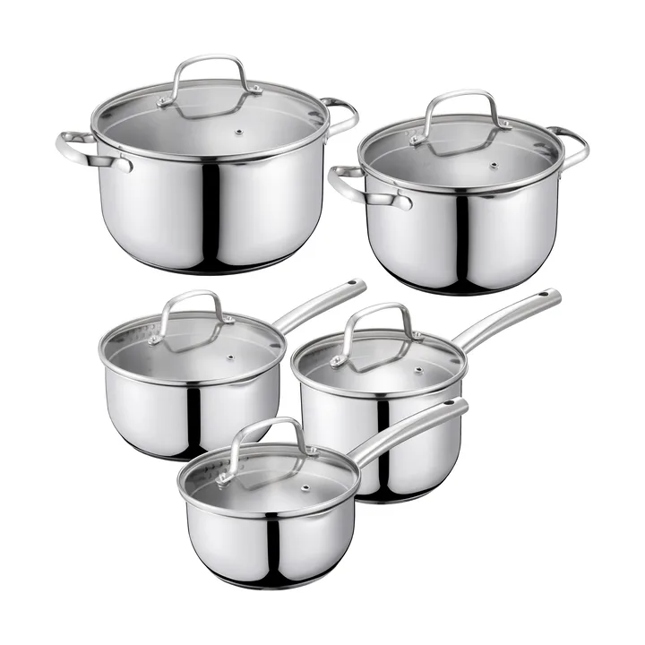 Kerri saucepan set - Stainless steel, 10 pieces - Dorre