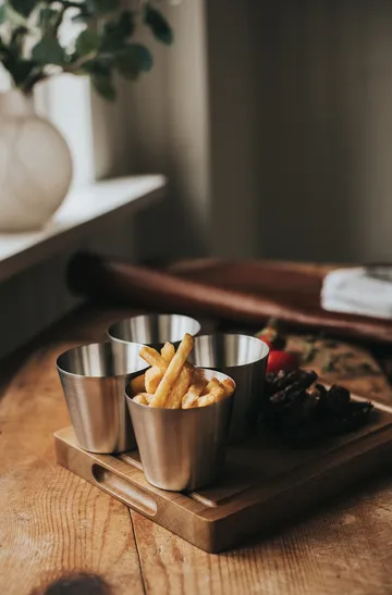 Peg fries/serving cup - Stainless steel, 4-pack, Ø9.5 cm - Dorre