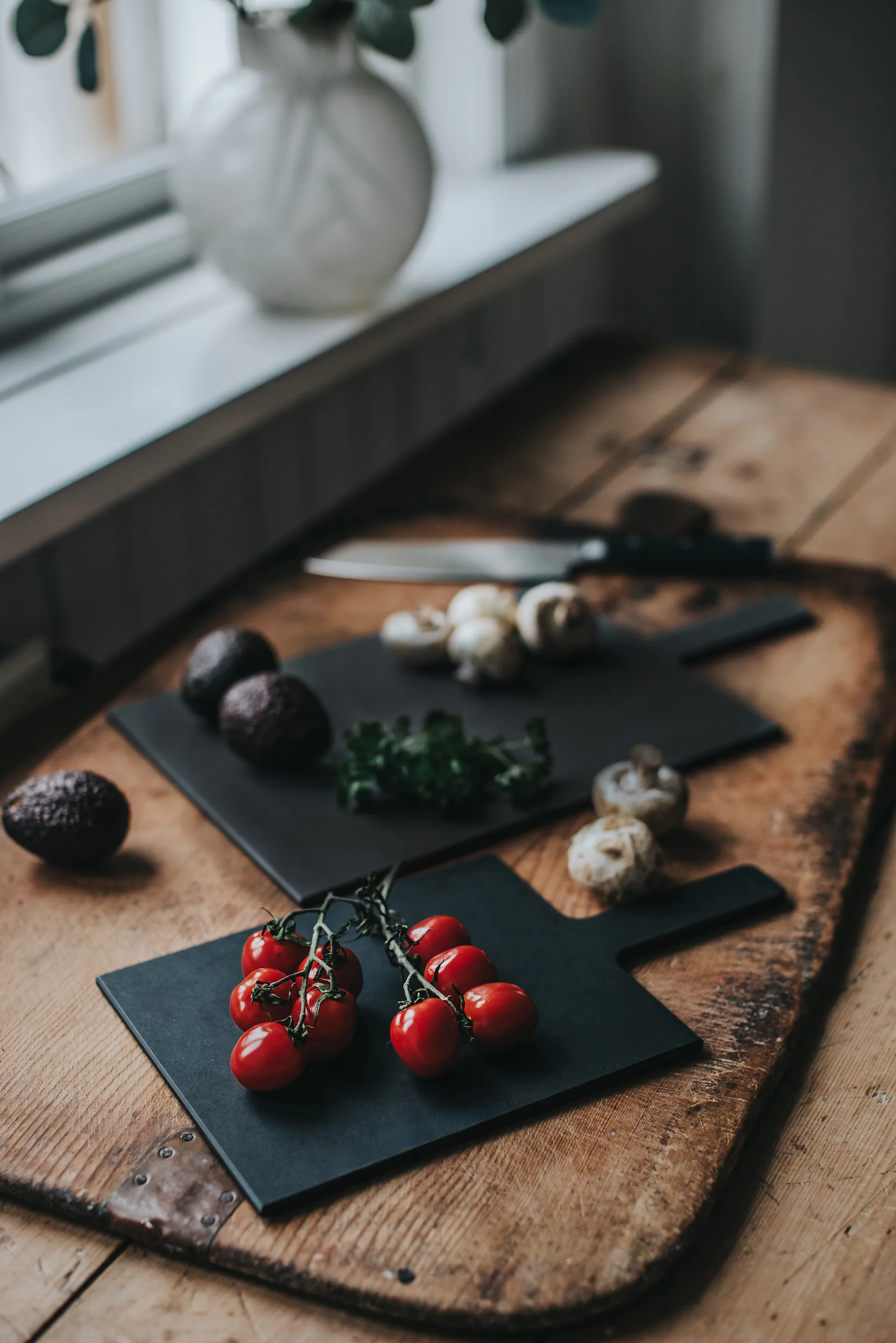 Selda serving and chopping board, Grey wood fibre, 34x19 cm Dorre
