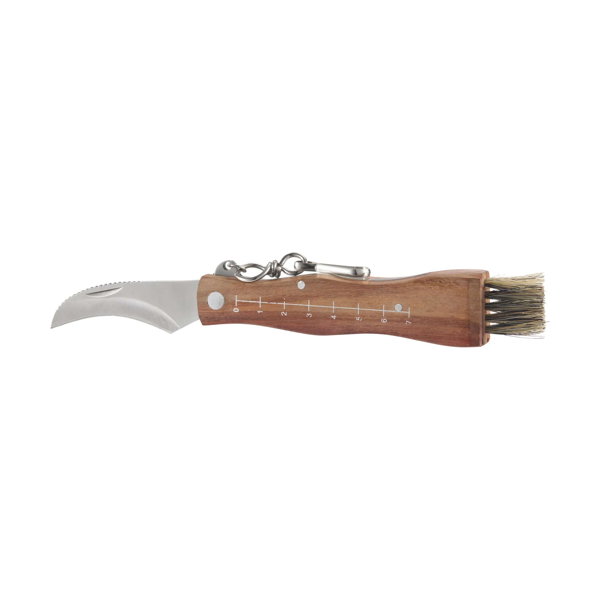 Stuti mushroom knife brown wooden handle with brush 13x2 cm, Stainless steel Dorre