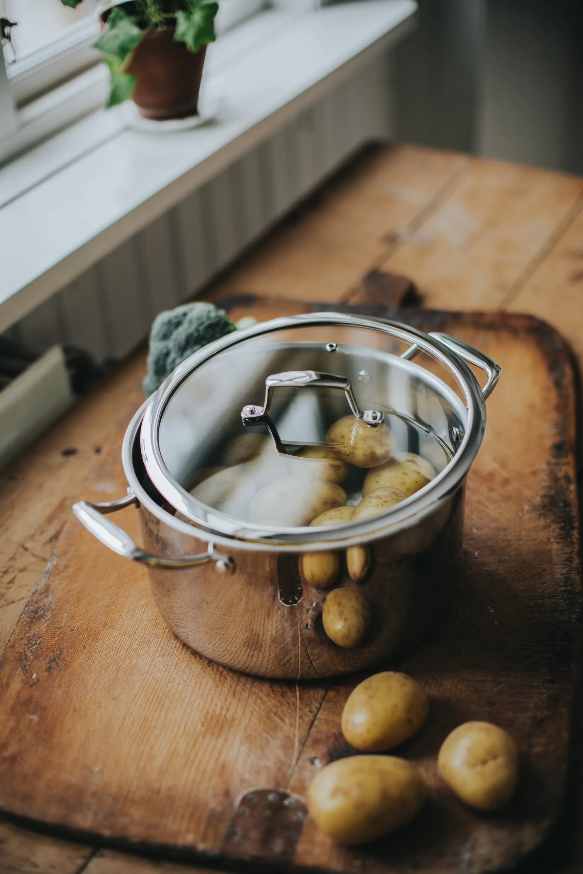 Trivence pot, Stainless steel, glass lid, 5 L Dorre