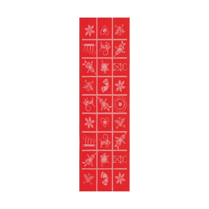 Adventruta table runner 35x120 cm - Red - Ekelund Linneväveri
