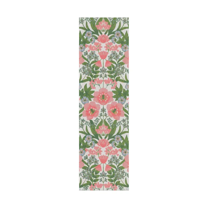 Bettys tulpaner table runner 35x120 cm - Pink-green - Ekelund Linneväveri