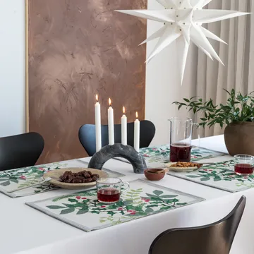 Julia placemat 35x48 cm - white-green - Ekelund Linneväveri