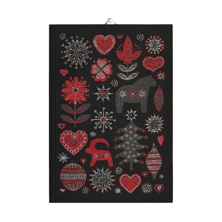 Julnatt kitchen towel 35x50 cm - Black - Ekelund Linneväveri