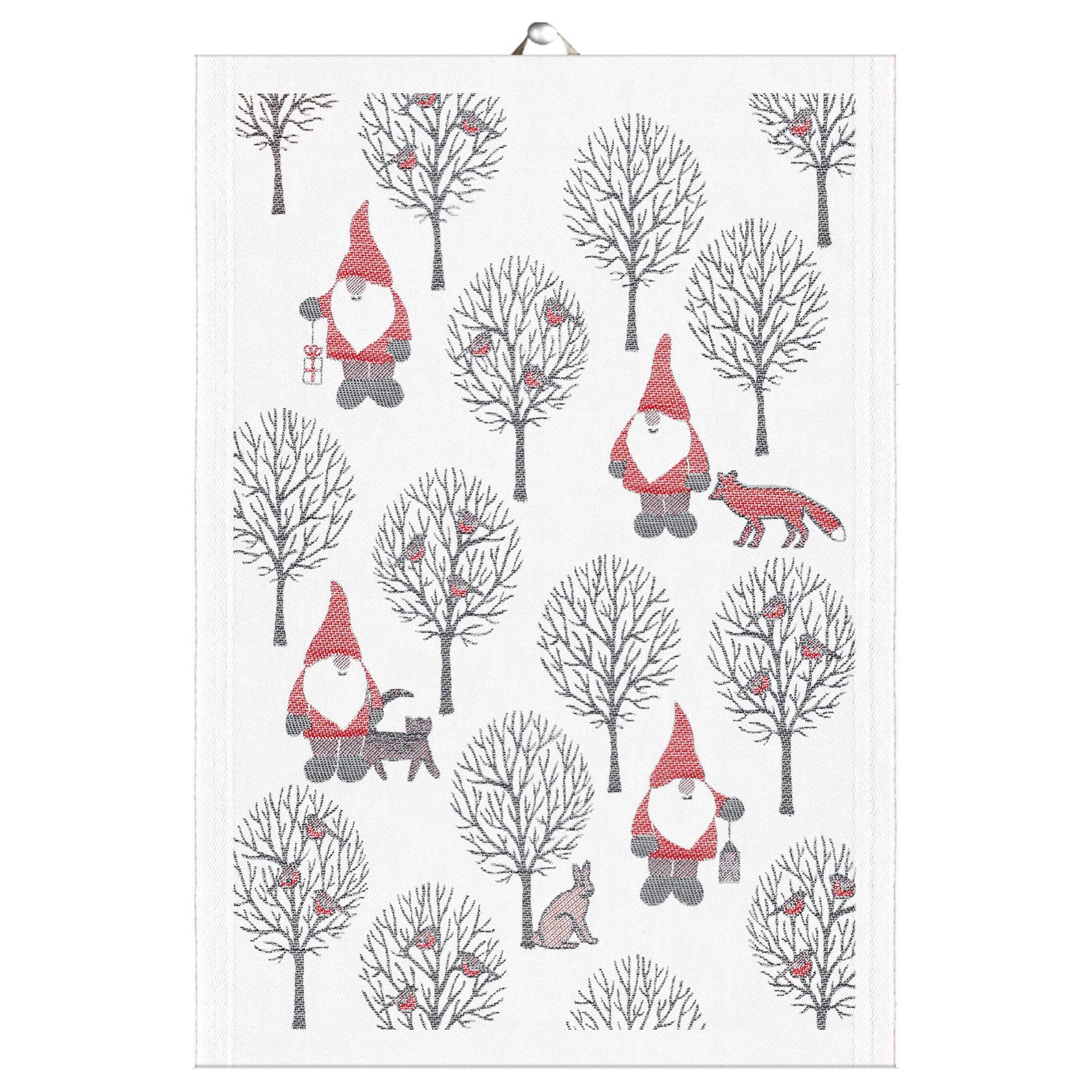 Tomteliv kitchen towel 35x50 cm, grey-red Ekelund Linneväveri