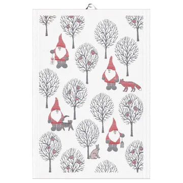 Tomteliv kitchen towel 35x50 cm - grey-red - Ekelund Linneväveri