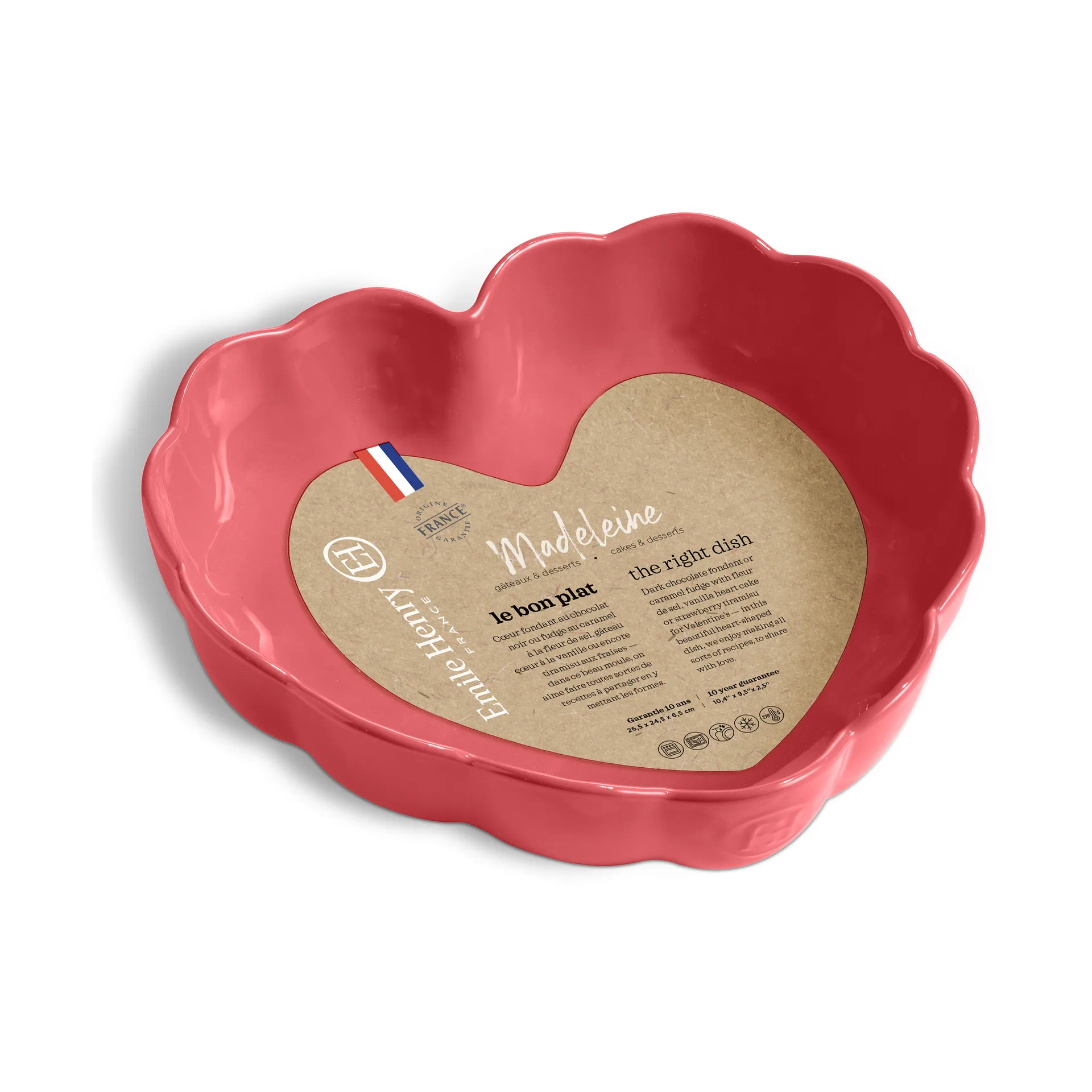 Emile Henry Madeleine heart mold, Bubblegum Emile Henry