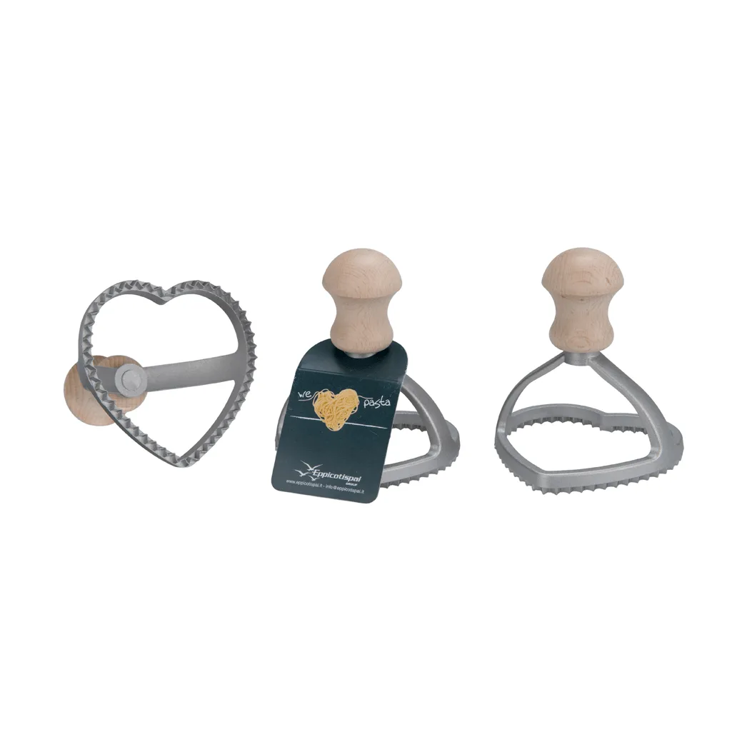 Eppicotispai ravioli stamp, Aluminium, beech, heart-shaped, Ø8.5 cm Eppicotispai