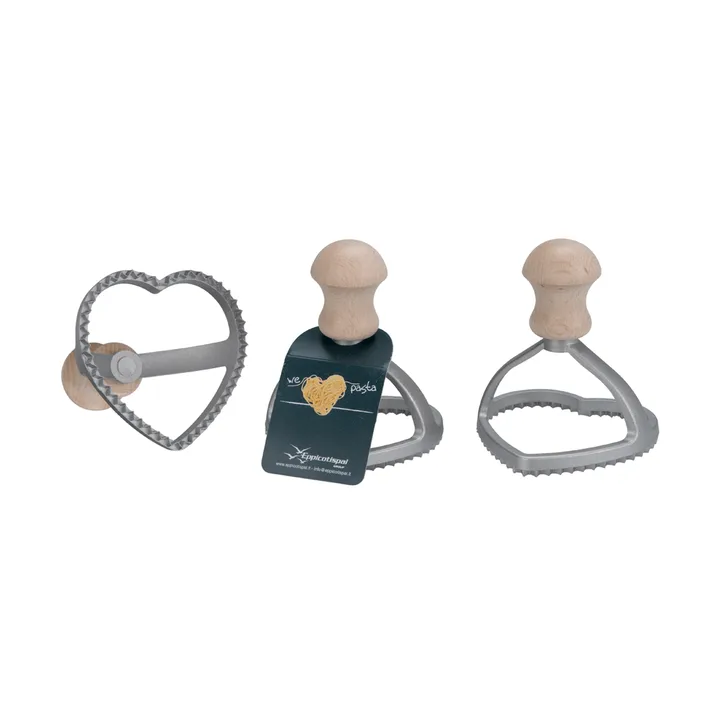 Eppicotispai ravioli stamp - Aluminium, beech, heart-shaped, Ø8.5 cm - Eppicotispai