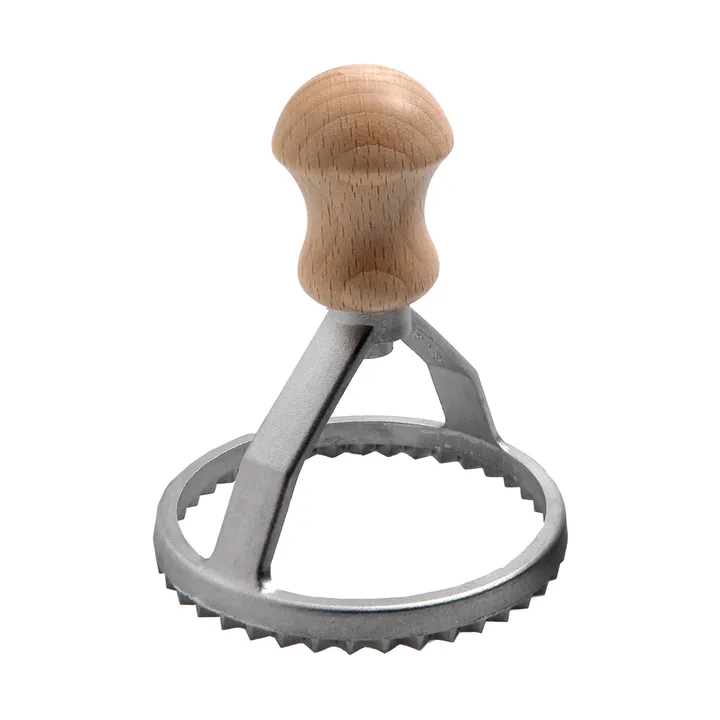 Eppicotispai ravioli stamp - Aluminium, beech, round, Ø8 cm - Eppicotispai