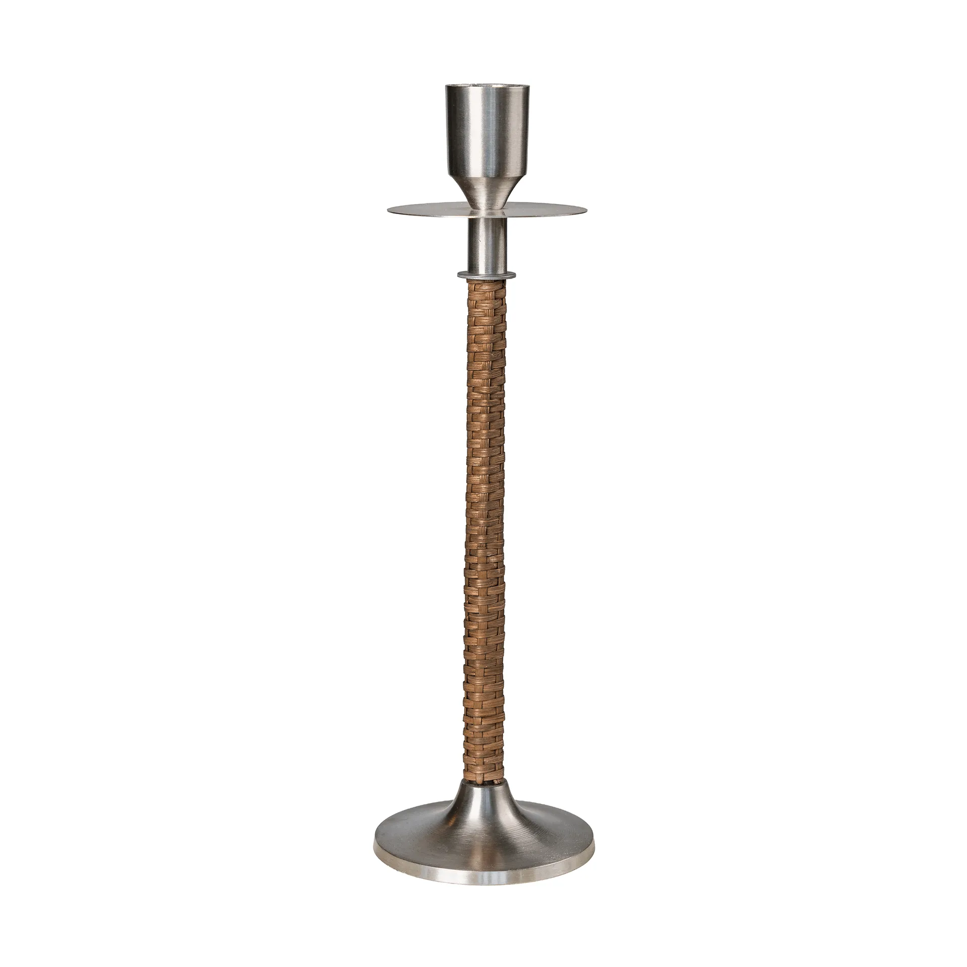 Ernst braided candleholder, Brushed steel, Ø8x25 cm ERNST