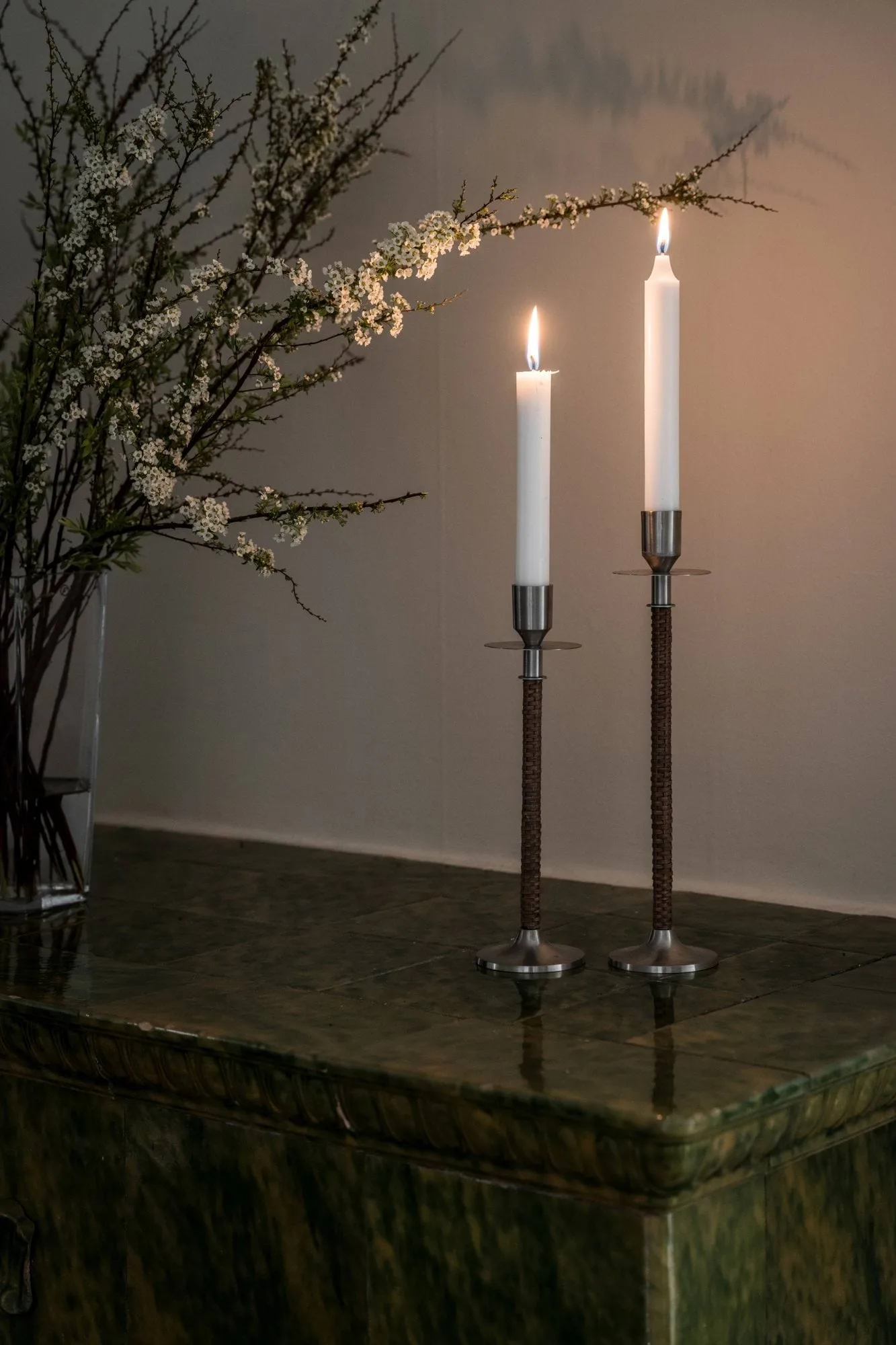 Ernst braided candleholder, Brushed steel, Ø8x25 cm ERNST