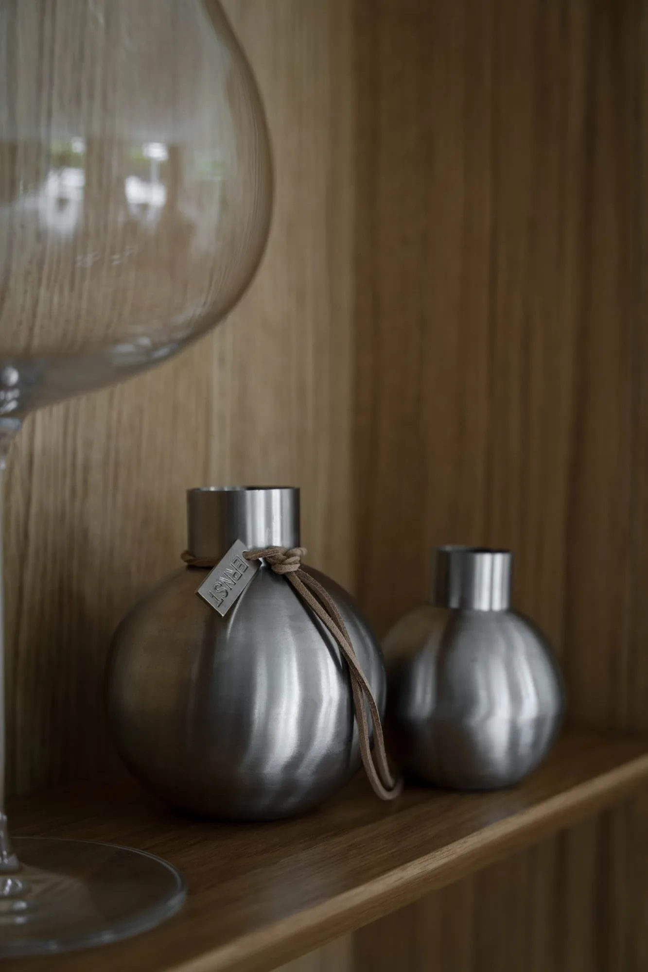 Ernst brushed steel vase, Ø5.5x7 cm ERNST