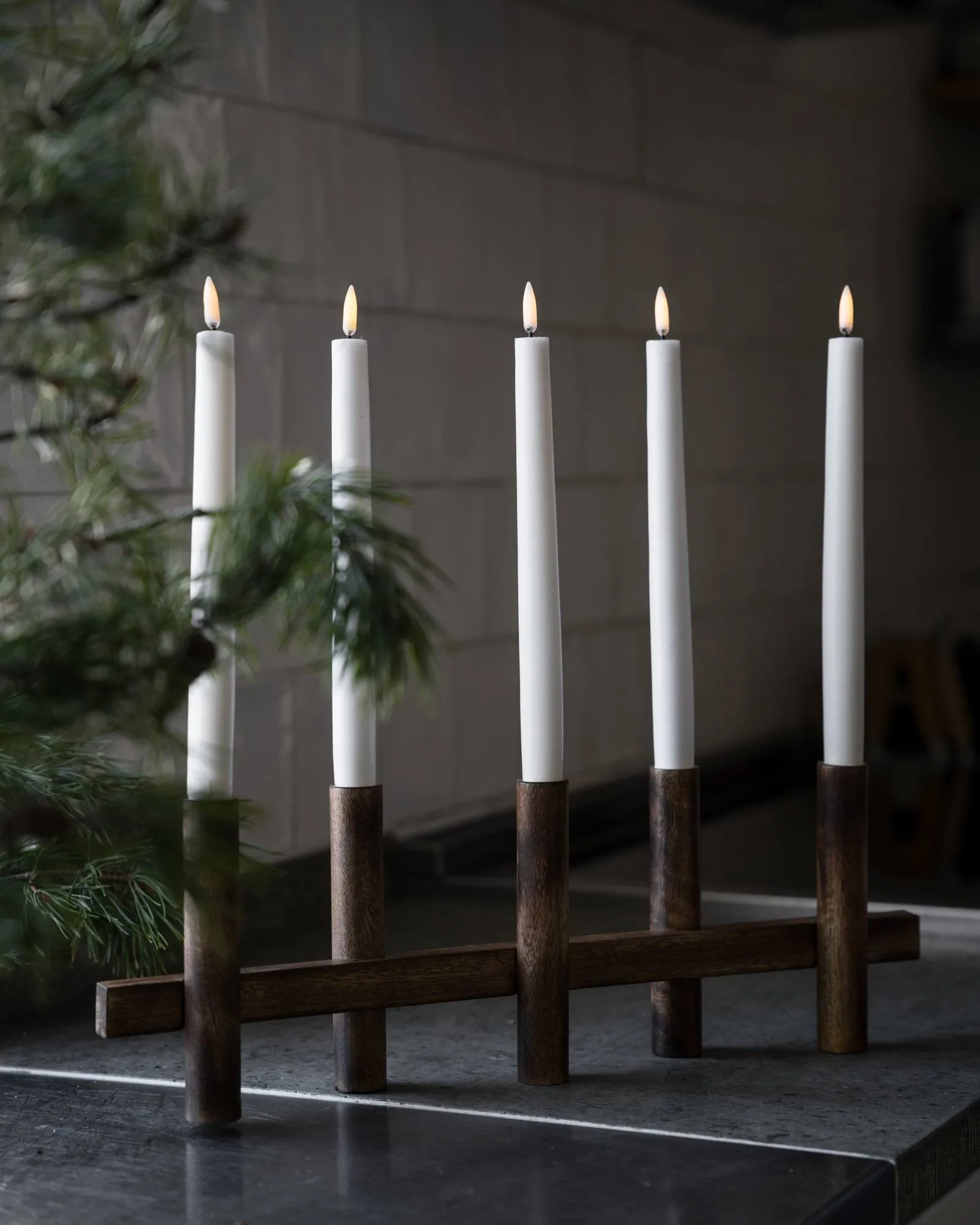 Ernst candle holder, 5 candles, Dark wood ERNST